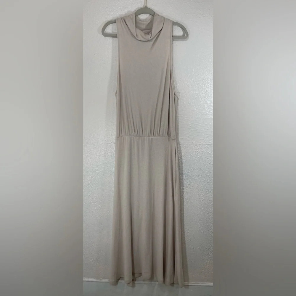 Anthropologie Lourdes Cream Cowl Neck Sleeveless Soft Maxi Dress Women’s XL Boho